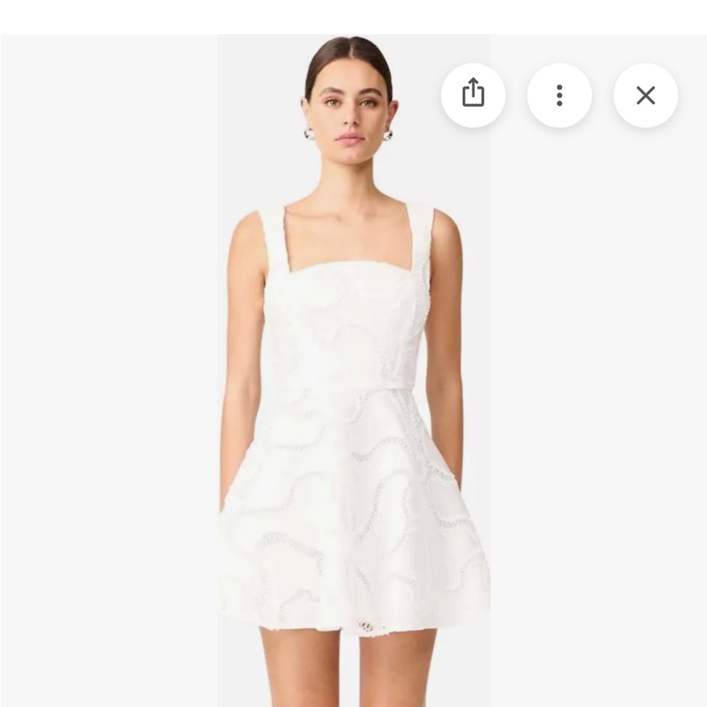 Elliatt White Square-Neck Mini Dress with Textured Eyelet